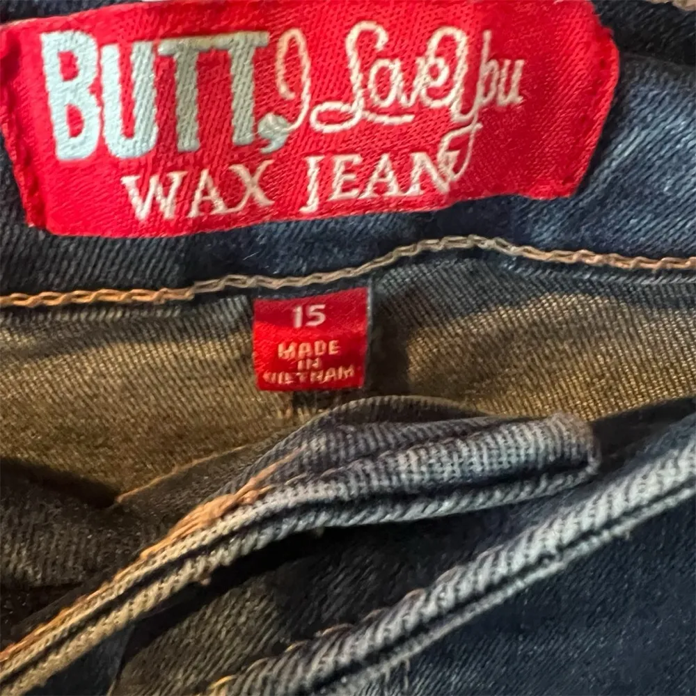 Wax Jeans Butt I Love You Stretch Distressed Denim Skinny Sz 15 Med Wash Hi-Rise - Image 5