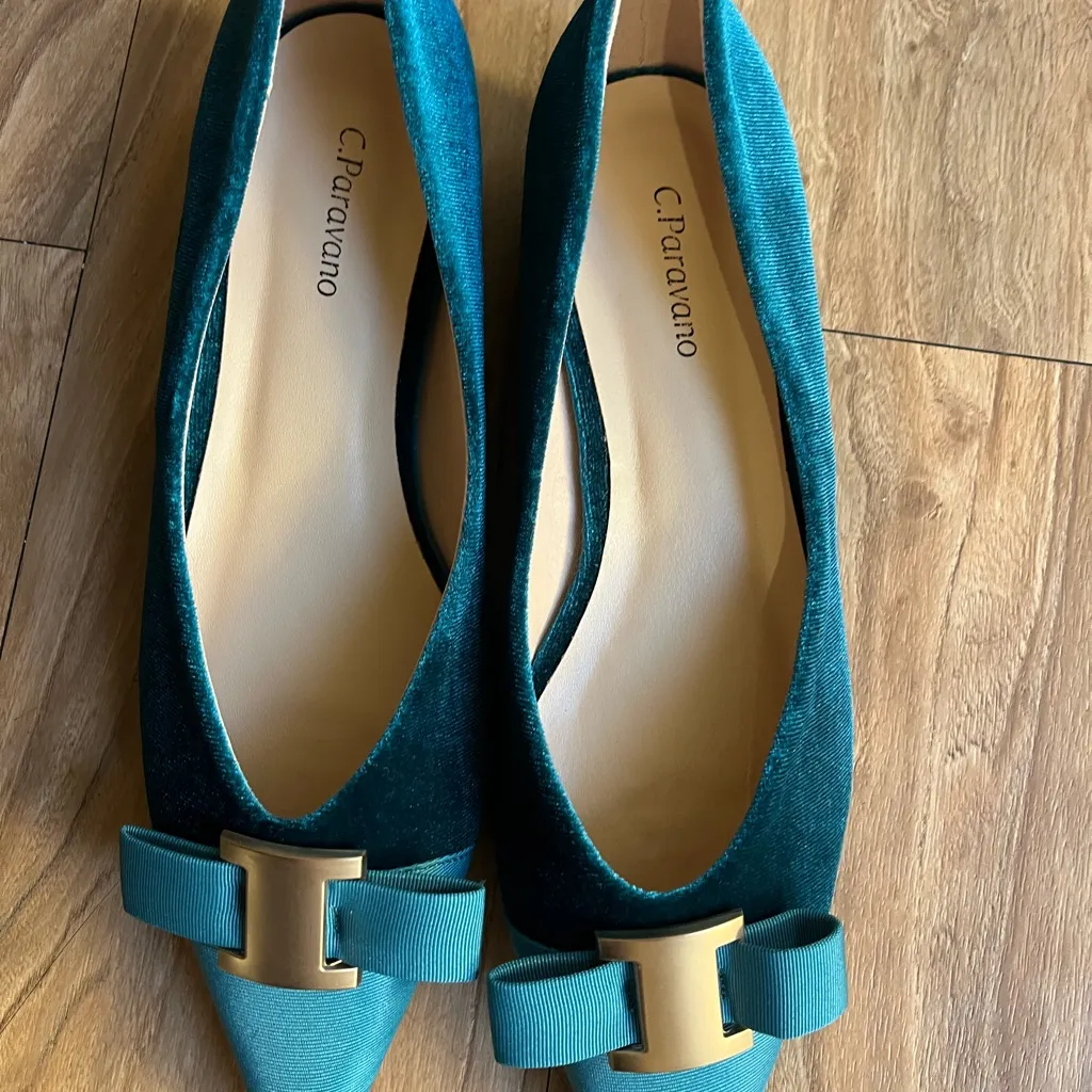 Chic Teal Flats with Bow Accent Blue Size 8.5 - Image 8