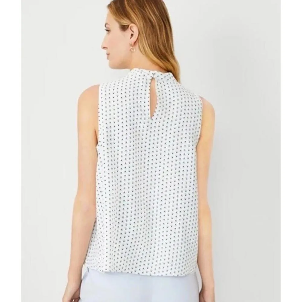 Ann Taylor Pintuck Yoke Mock Neck Shell Tank Sleeveless Top size small - Image 3