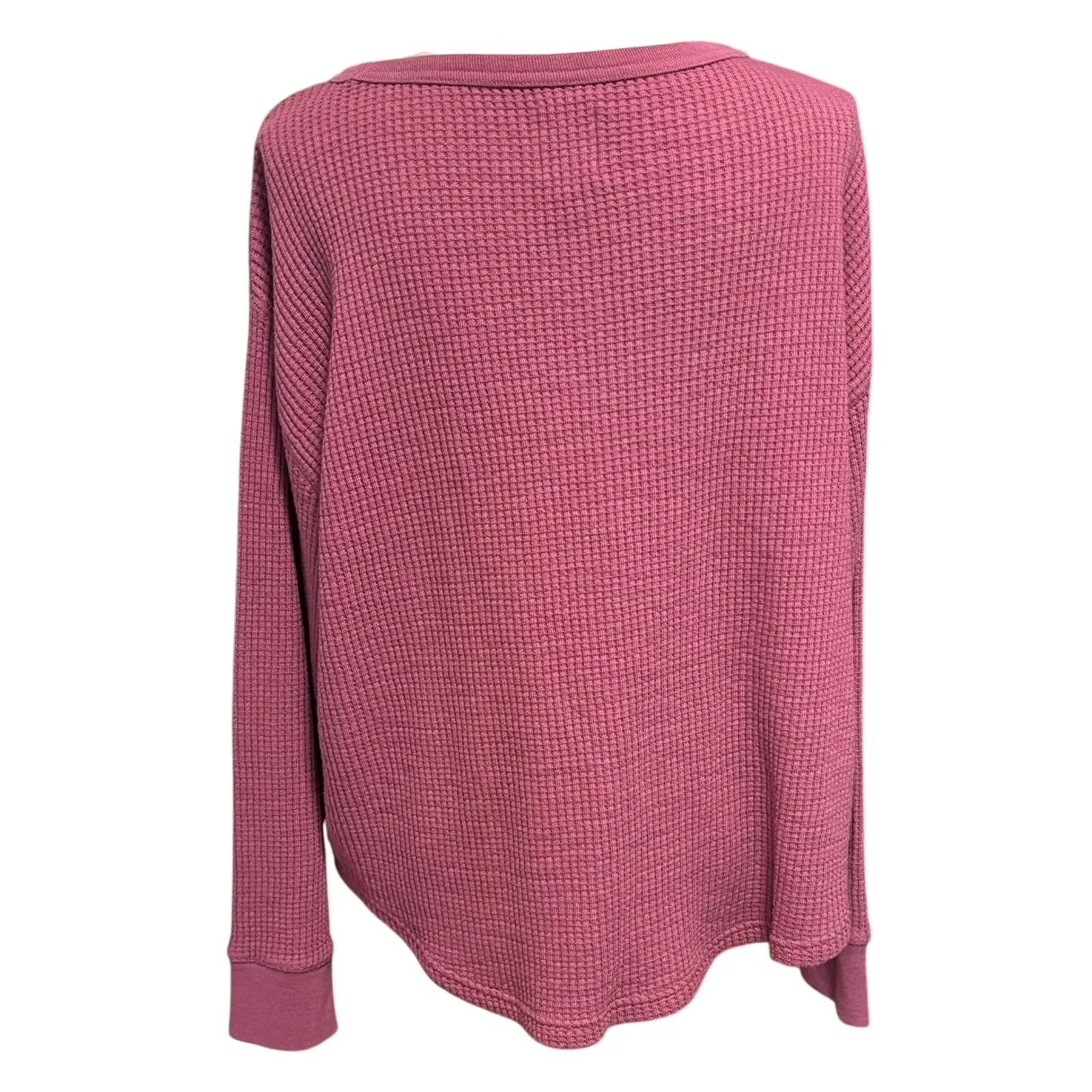 Lot of 2 Gap Size XL Waffle Crewneck Shirt Long Sleeve True Black Deep Dahlia - Image 3