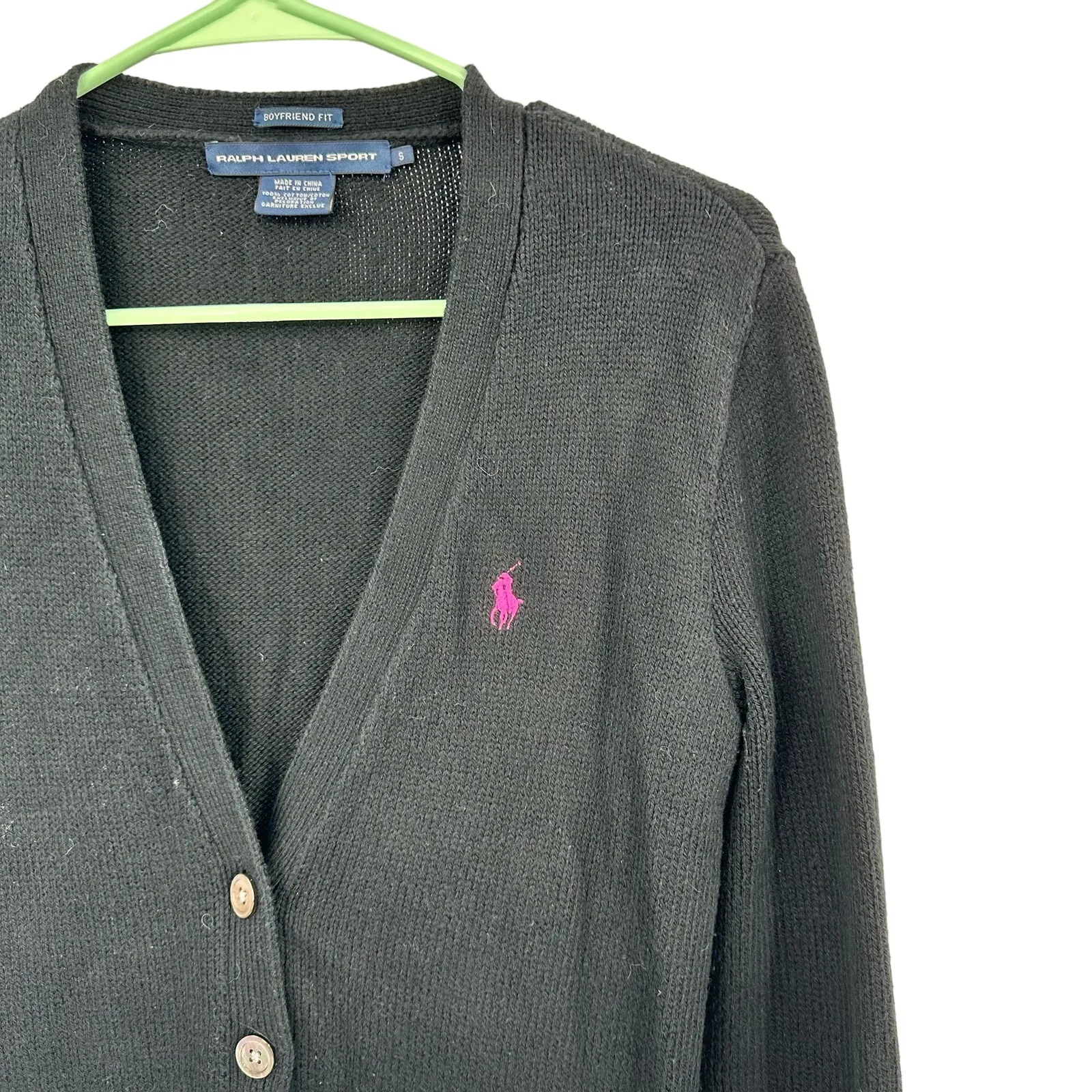 Ralph Lauren Sport Size Small Sweater Black Button Up Cardigan Boyfriend Fit‎ - Image 3