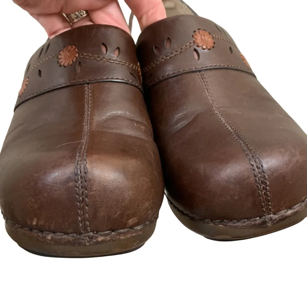 Dansko 9821457800 Brown Leather Split Toe Floral Clogs Shoes 37 - Image 5