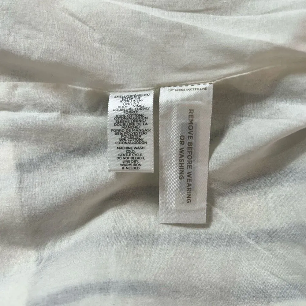 Ann Taylor Loft White and Navy Blue Striped linen Blazer Jacket Size Medium - Image 8