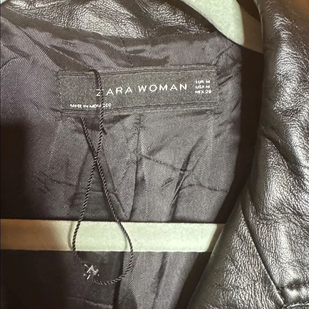 NWOT Zara Embroidered Aztec Tribal Moto Leather Trim Jacquard Jacket Size Medium - Image 7