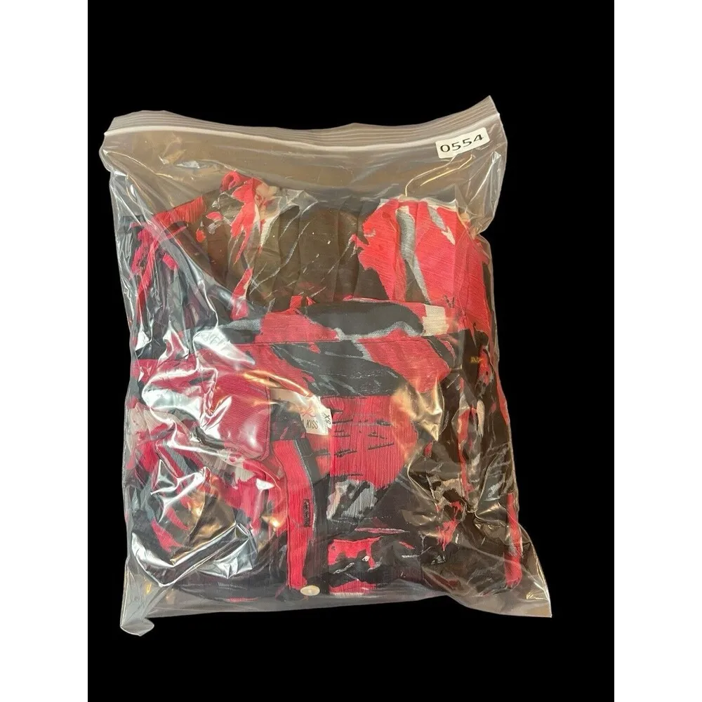 Swak Sleeveless Sheer Lined Midi Red Floral Flowy Button Top Pleated 5x Dress - Image 12