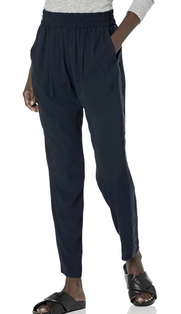 Rebecca Taylor Quiet Luxury Silk Pull-On Crepe Pant 4 Black Stretch Minimalist - Image 1