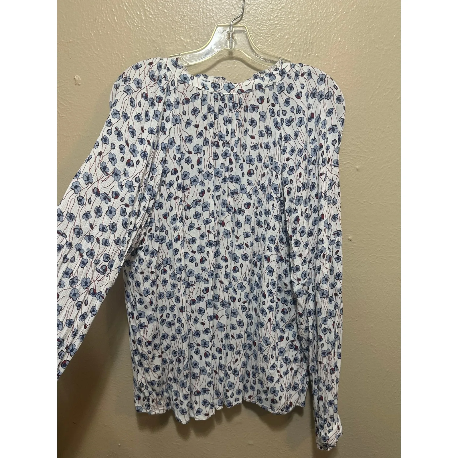ANA Floral Print Long Sleeve Blouse White Blue Women's‎ Size 2XL Top - Image 3