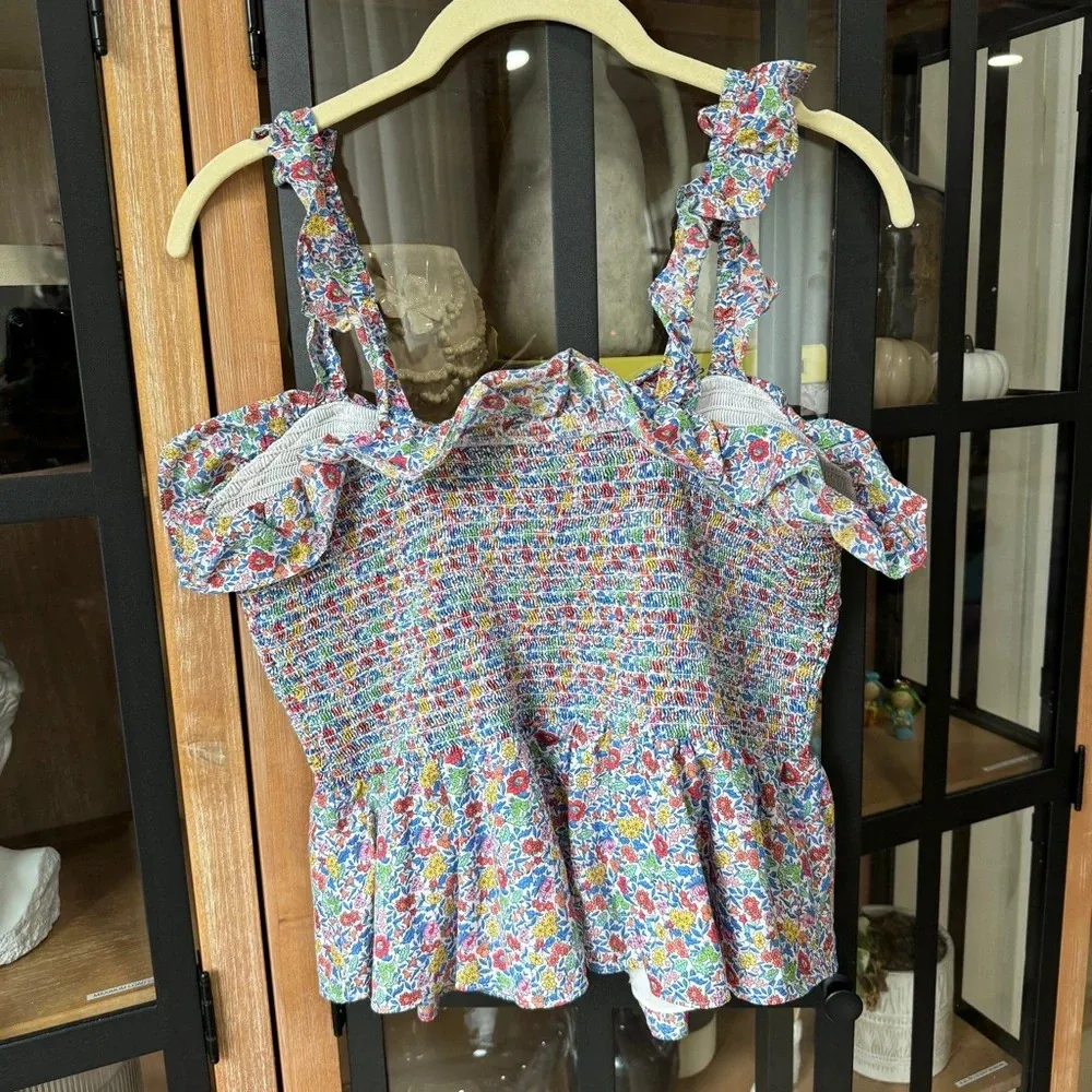 J.CREW x Liberty London Smocked Ruffle Top Favourite Flowers print tank blouse - Image 4