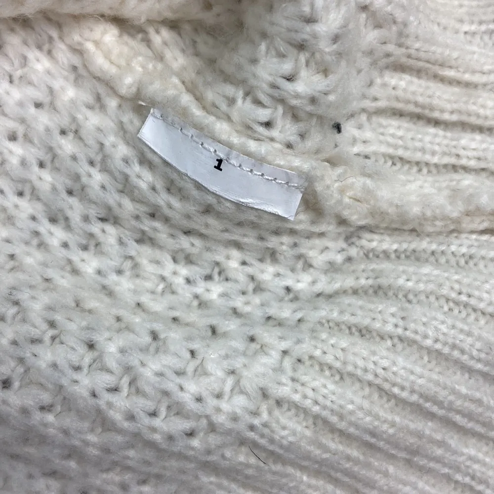 Michael Kors  Ribbed Knit Turtleneck Sweater White Drop Shoulders Size Large - Image 13