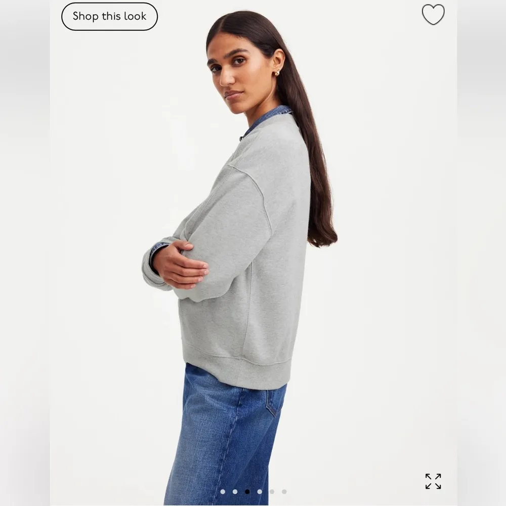 NWT Madewell The McCarren Midweight Crewneck Sweatshirt Hthr Gym Class Grey XXS - Image 3