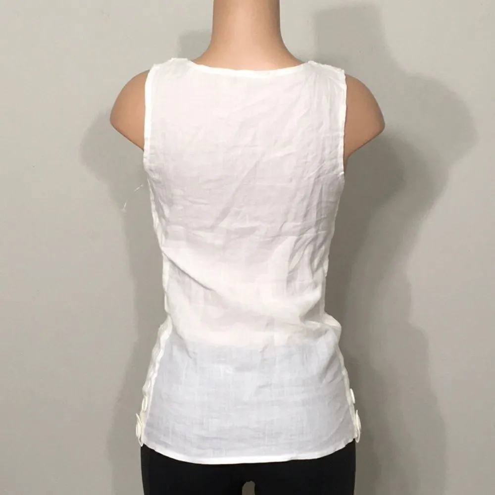 New. Woven polyester/Linen top. White - Image 3