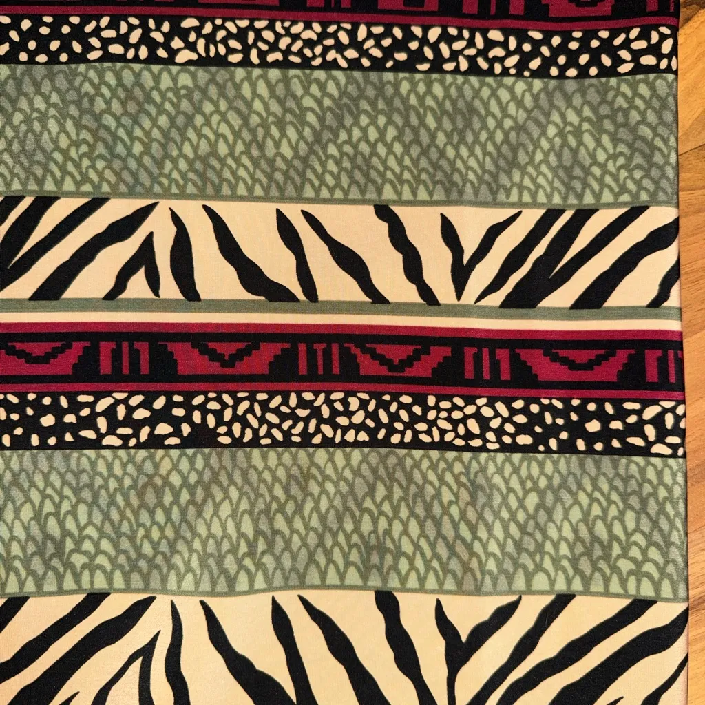 Vintage animal‎ stripe neck slit midi dress size 14 zebra tribal African light - Image 2