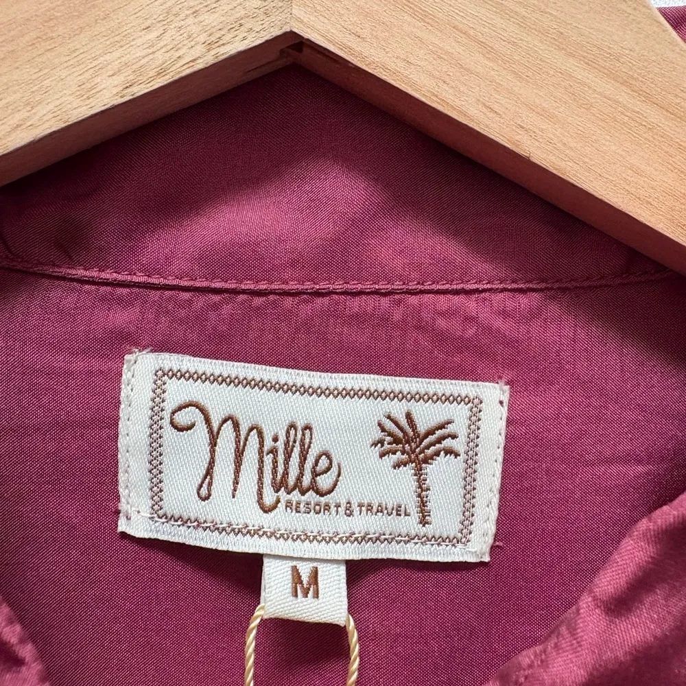 Mille Resort & Travel Sofia Silk Button Up Shirt Size Medium NEW Purple - Image 7