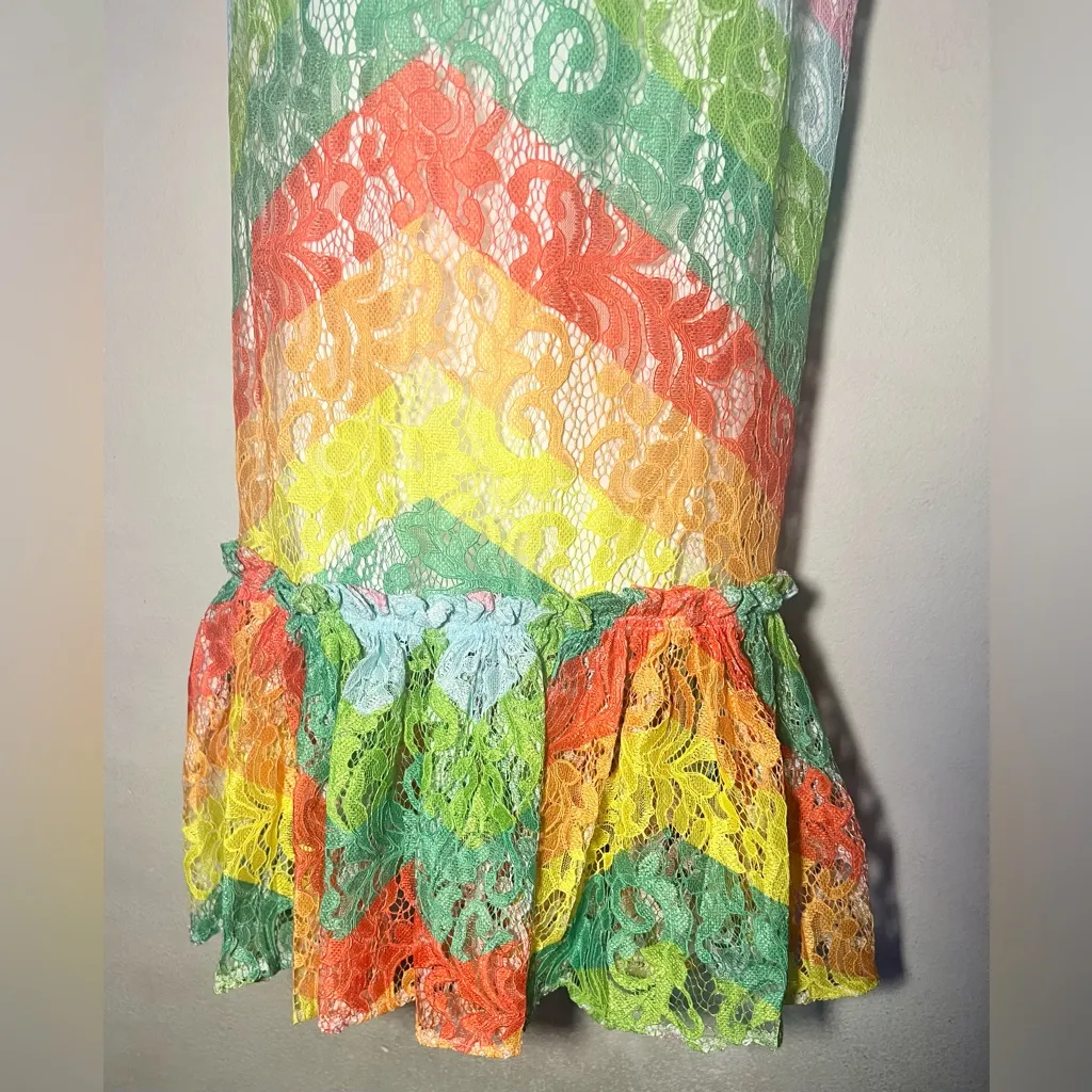 3 x $99 L’Atiste rainbow strapless lace bodycon midi dress size L NWT - Image 4