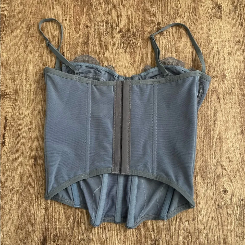 Urban Outfitters Out From Under Slate Gray Blue Modern Love Lace Corset Size Med - Image 3
