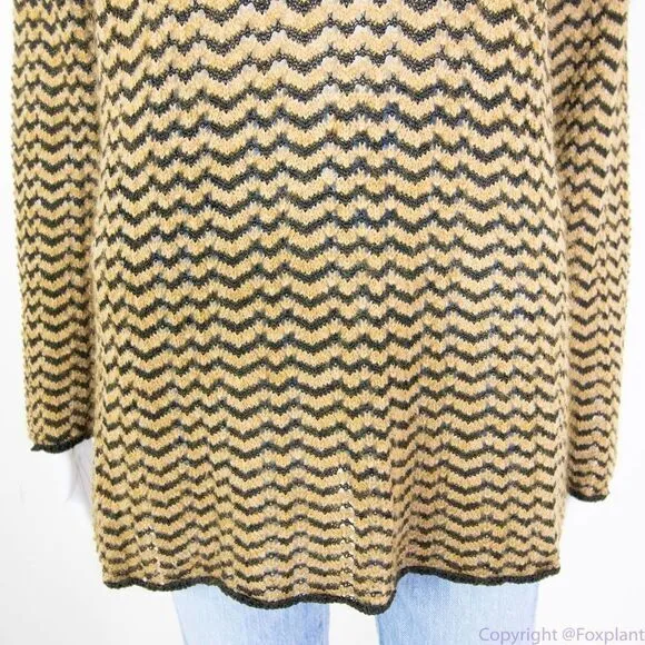 Jones New York cowl neck‎ pointelle crochet wavy grain brown sweater, L - Image 9