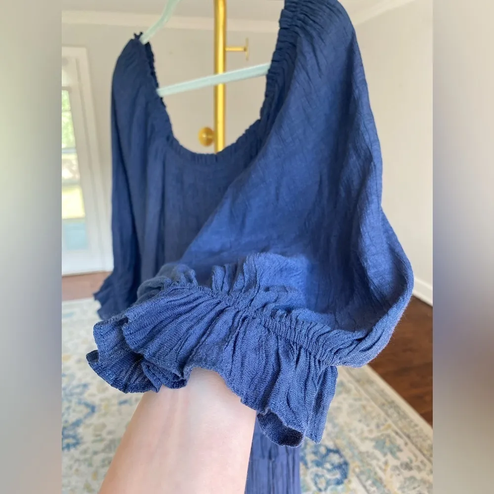 Mittoshop Midi Dress Summer Autumn Puff Sleeve Smocked Tier Cottagecore Prairie - Image 5