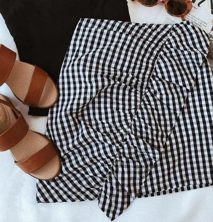 Lulus Checkered Ruffle Skirt - Image 5