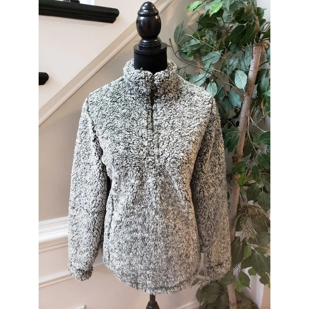 Blossom by P Sweater Women's L Gray 100% Polyester Sherpa Long Sleeve 1/4 Zip Size L - Image 2