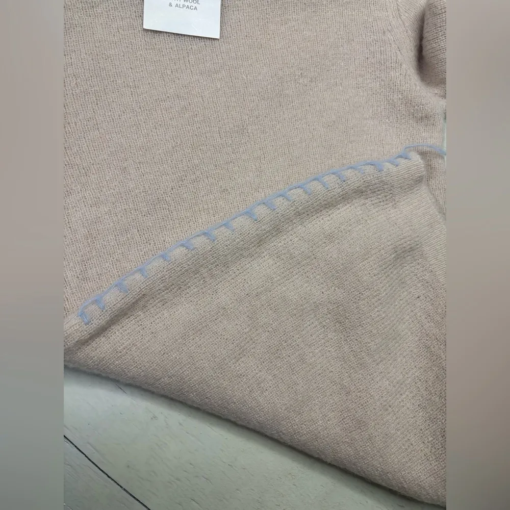 Zara Sweater Women Size Medium Beige Wool Alpaca Pullover Knit Crew NEW - Image 5