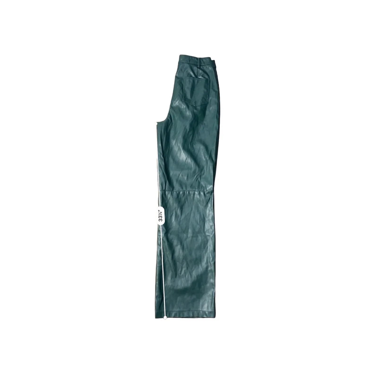 Pretty Little Thing NWT Bottle Green Faux Leather Wide Leg‎ Pants Size 6 - Image 5