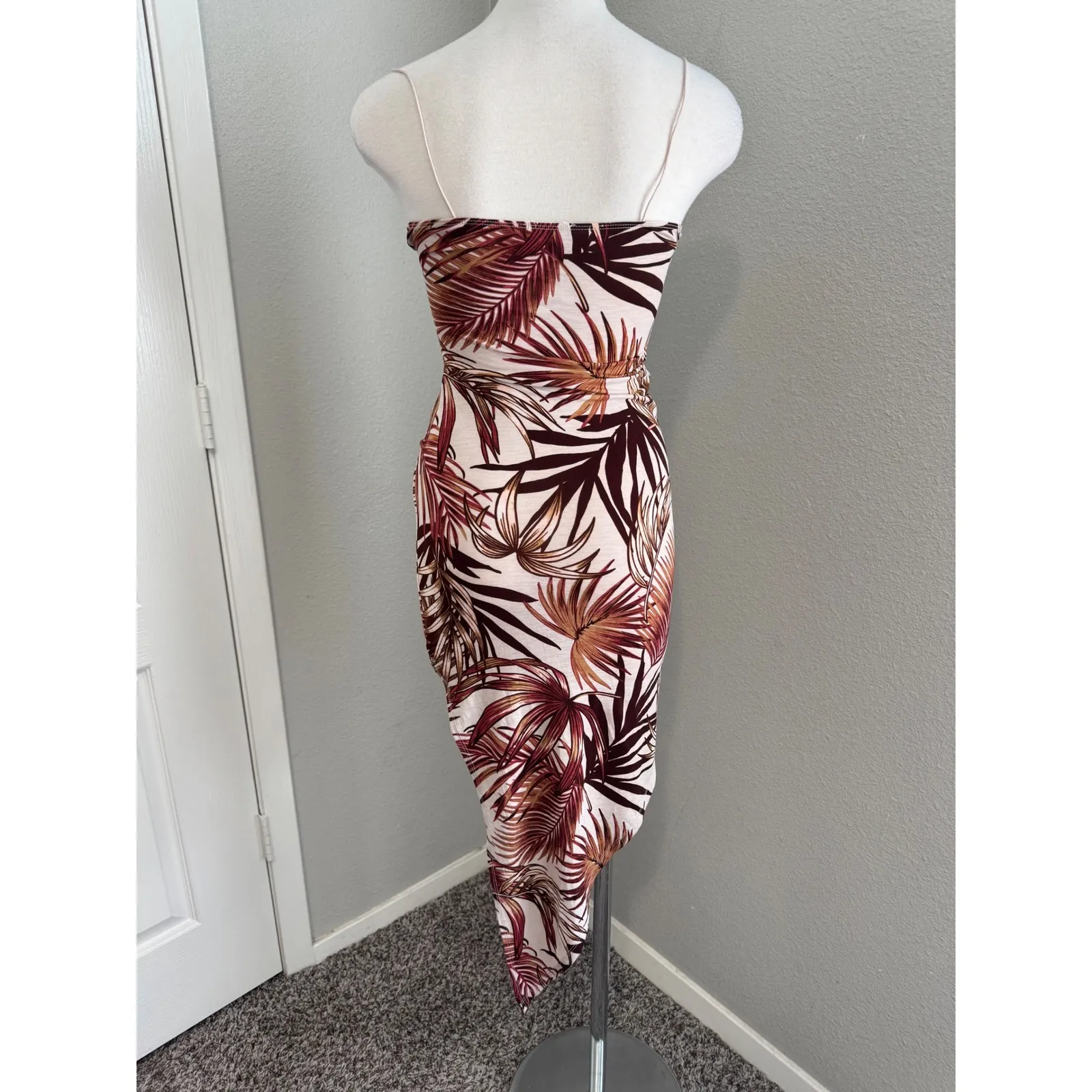 Ruda Made In Mexico Bodycon Dress‎ Tropical Print Sleeveless Mini Dress XS Brown - Image 6