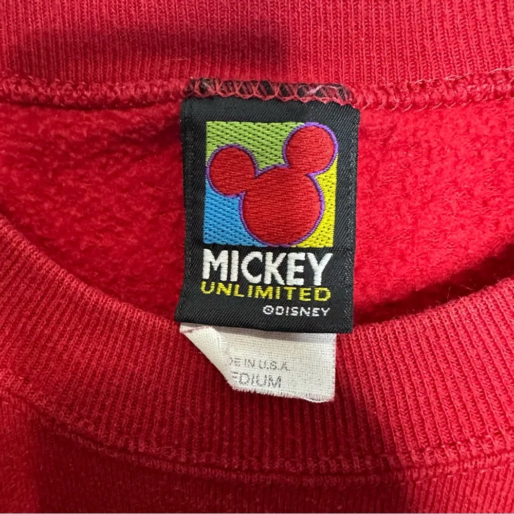 Vintage Mickey Made In USA Embroidered Christmas Crewneck Sweatshirt Size Medium - Image 3