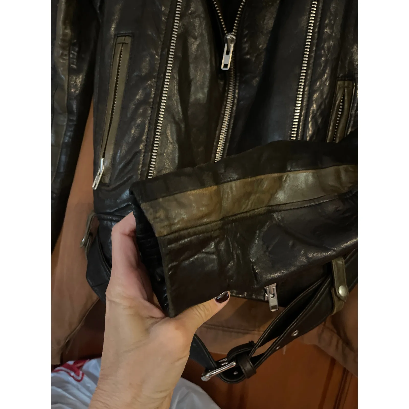 IRO LAMBSKIN LEATHER QUILTED motorcycle jacket size 0/extra small - Image 11