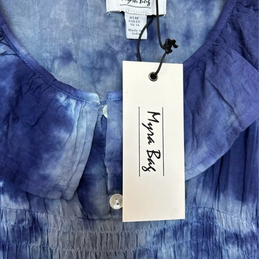 NWT Myra Blue Tie-Dye Sleeveless Dress size M - Image 9