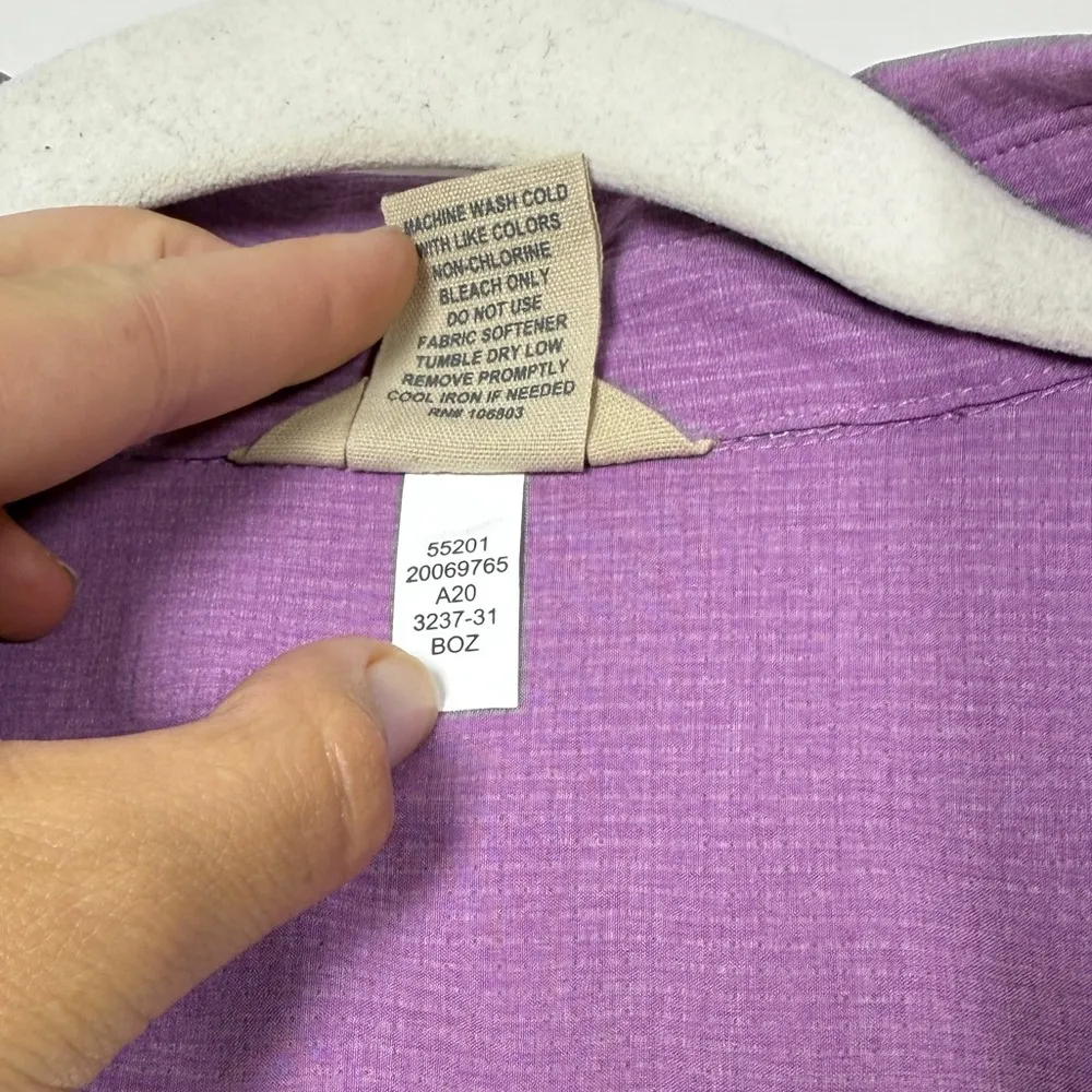 Duluth Trading Shirt Button Front Cool Plus Zip Pocket Work Ripstop Womens XL Purple - Image 7