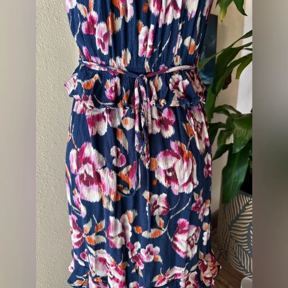 Band Of Gypsies Floral Ruffled Dress Blue Purple XS - Image 9
