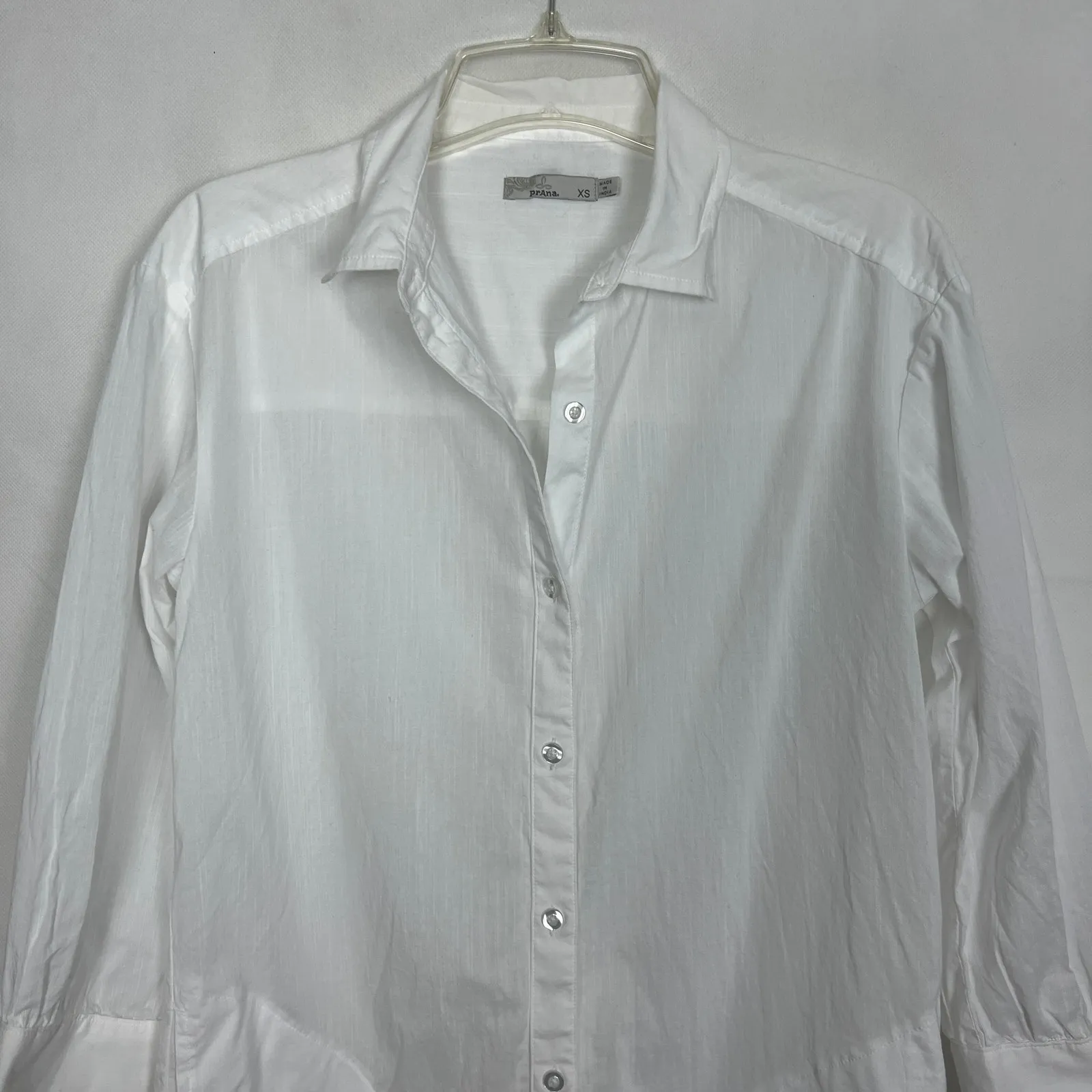 prAna Women's White Tunic Shirt XS 3/4 Sleeves Organic Cotton Natural Breathable - Image 3