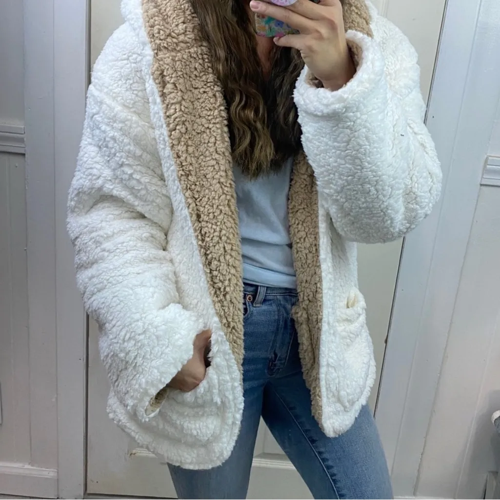 Love Tree  Tan Reversible Sherpa Jacket - Image 2