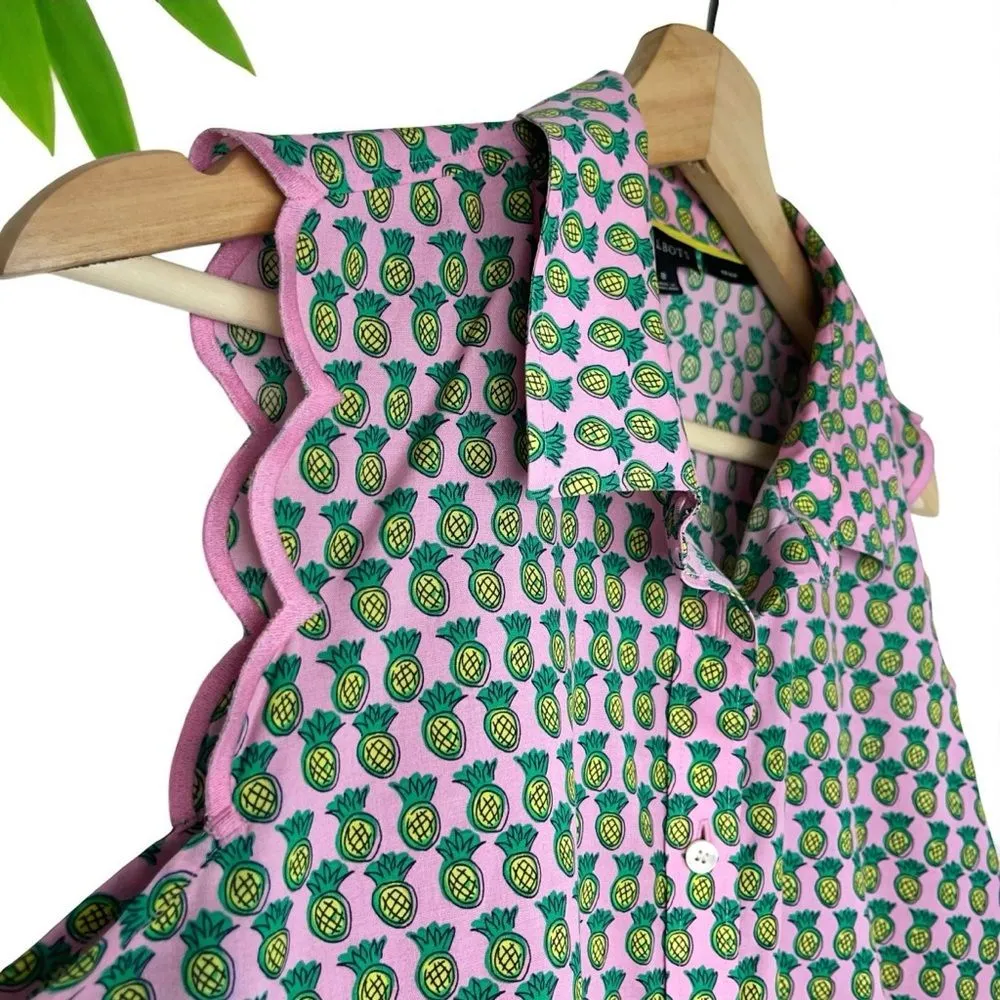 Talbots Scallop Shirt in Dancing Pineapple Print - Size 8 - Image 7