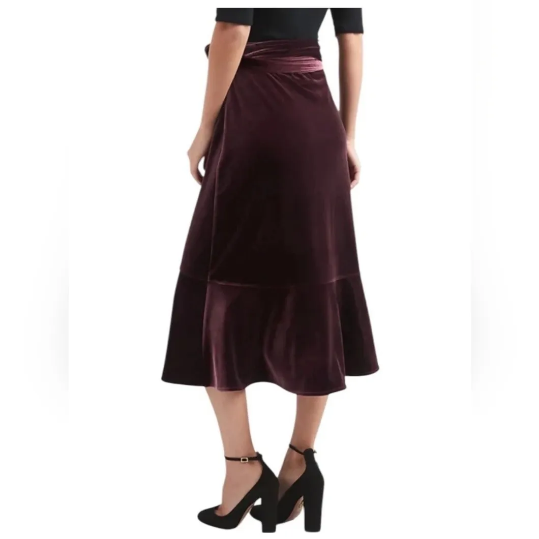 Gap Purple velvet ruffled wrap midi skirt Size M - Image 3