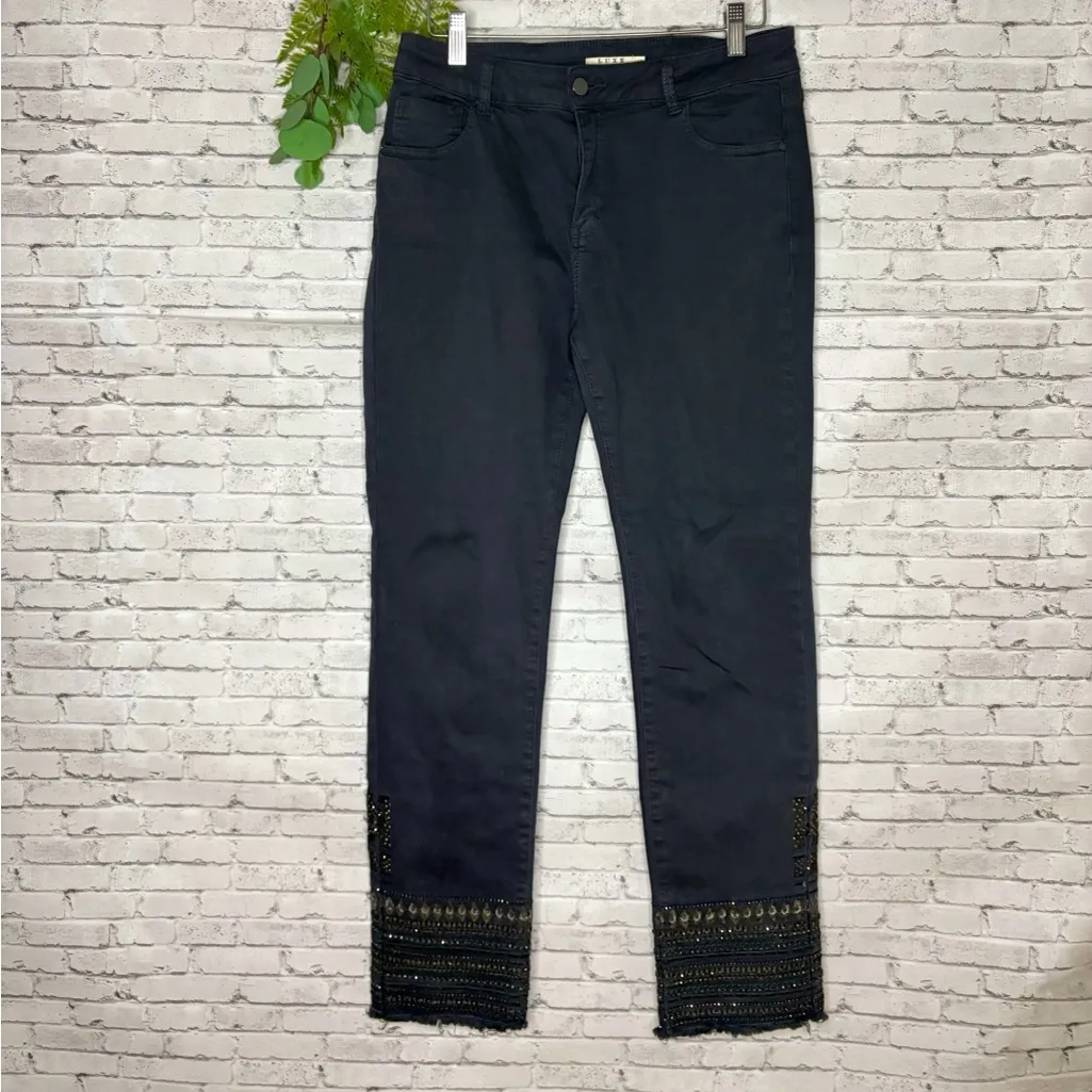 Moda Luxe Luxe Moda Gray Beaded Sequin Skinny Jeans - Image 2