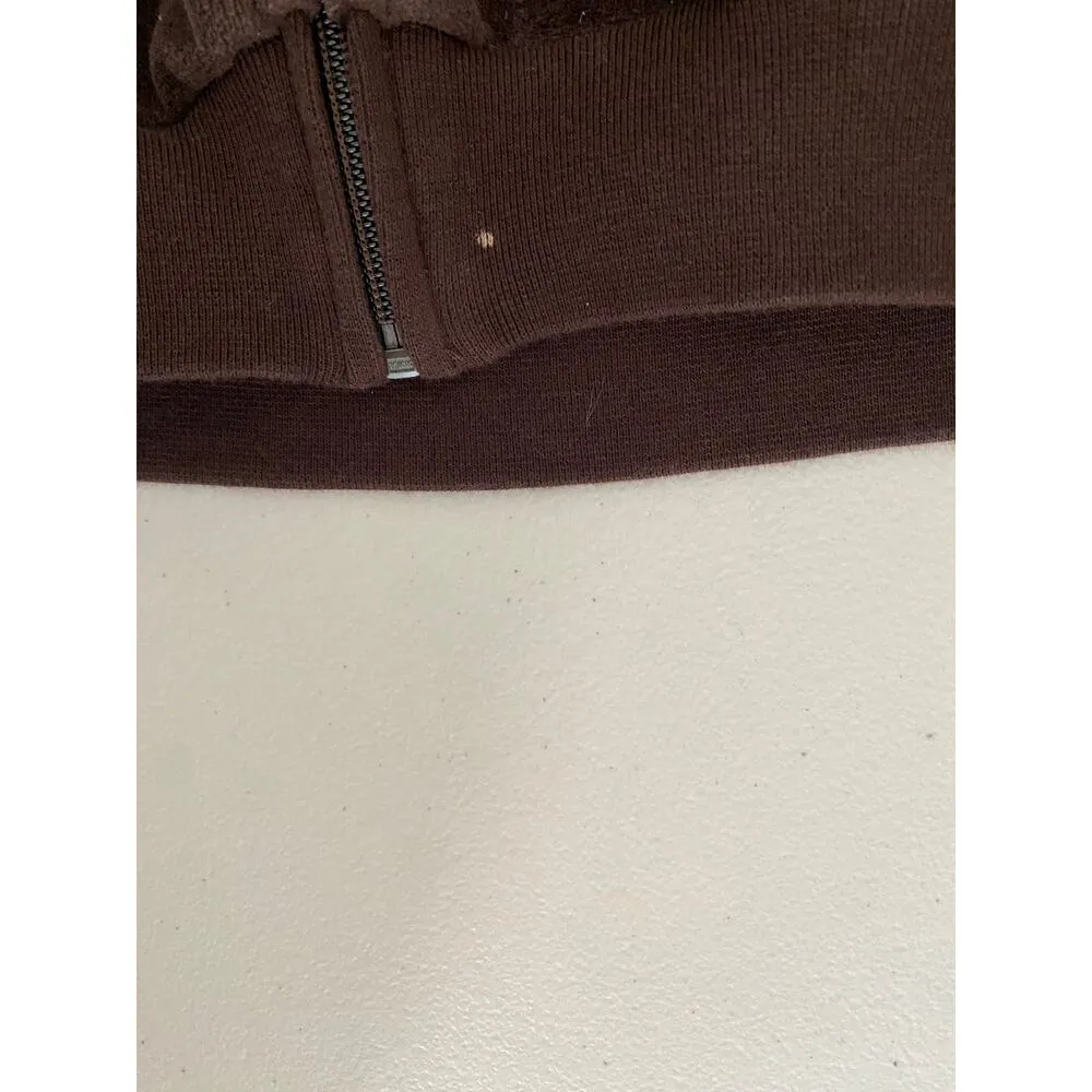 Aritizia TNA Brown Velour Velvet White Piping Zip - Image 6