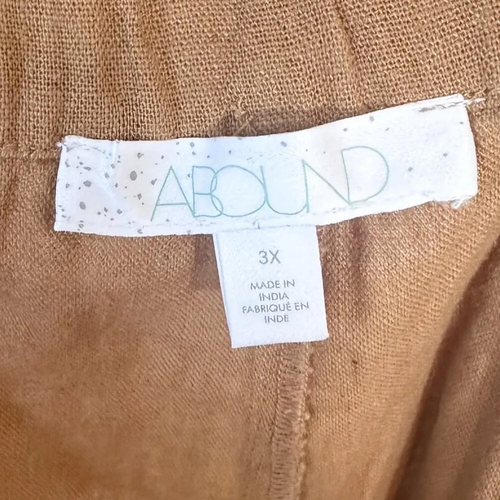 NWT Abound Tan Light Brown Linen Blend Elastic High Waisted Shorts - 3X - Image 3
