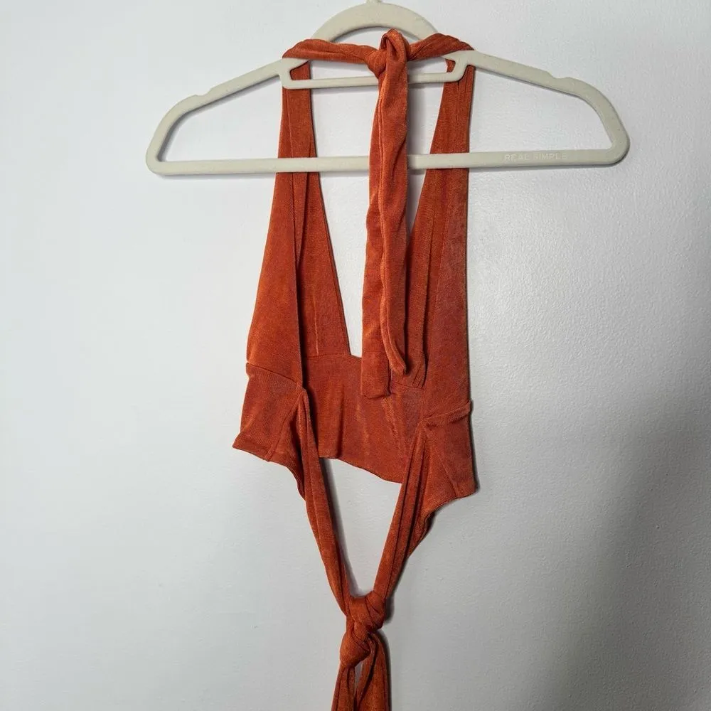 White Fox rustic orange hunter cropped top size medium - Image 3