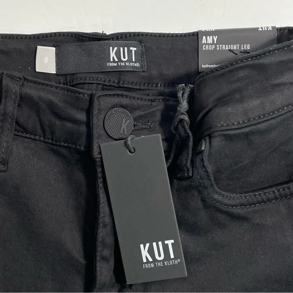 NWT Kut‎ From The Kloth Amy Crop Straight Leg Jeans Black Size 0 Denim - Image 4
