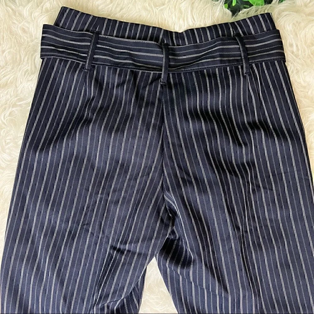 Paper bag high waisted belted style dress pants cropped size 7 Blue - Image 3