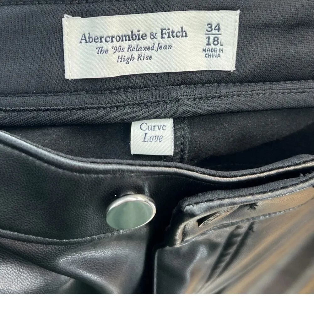 Abercrombie Curve Love Vegan Leather 90s Relaxed Pants Faux Leather Black 34 18L - Image 10