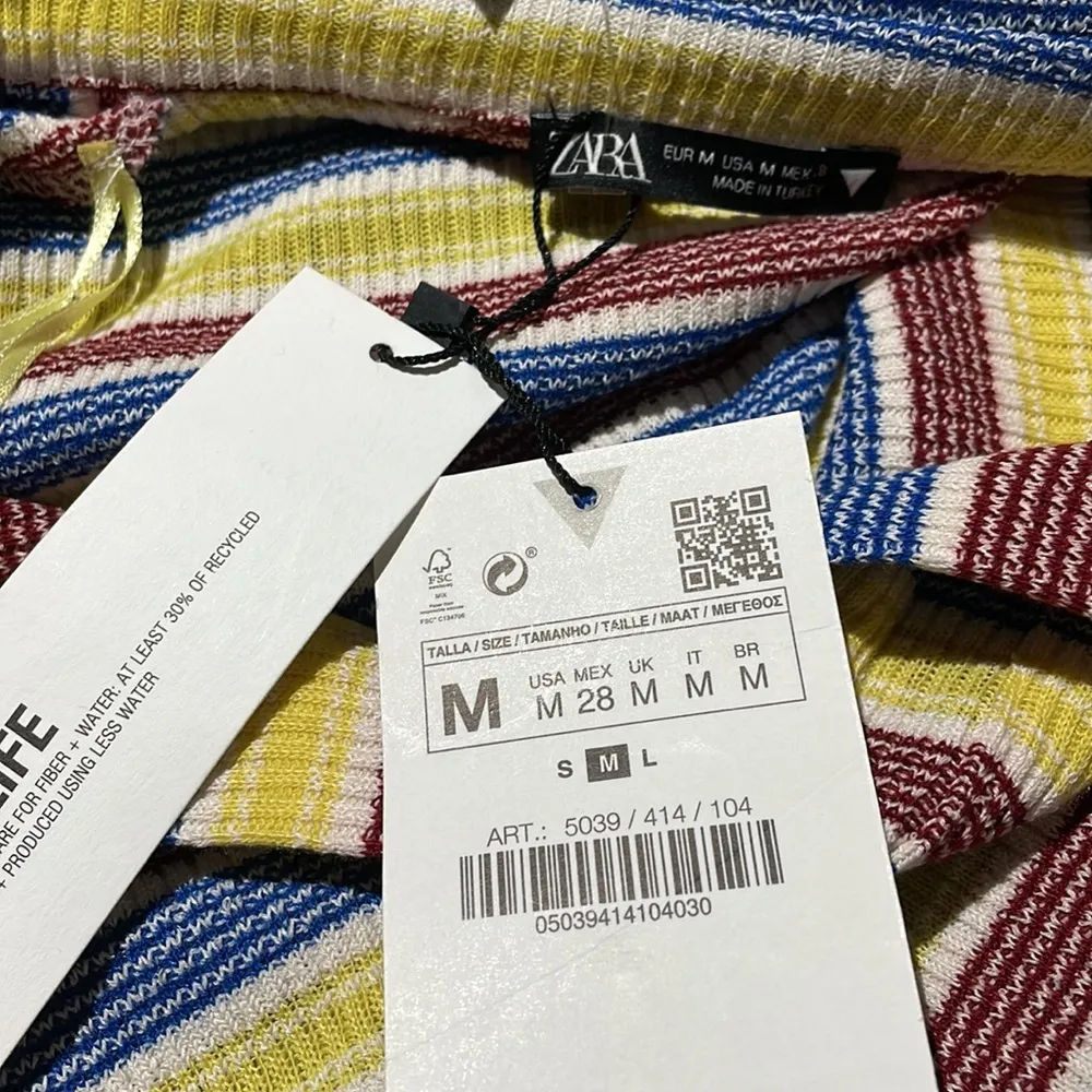 NWT ZARA TEXTURED RIB POLO SHIRT STRIPED - Image 8