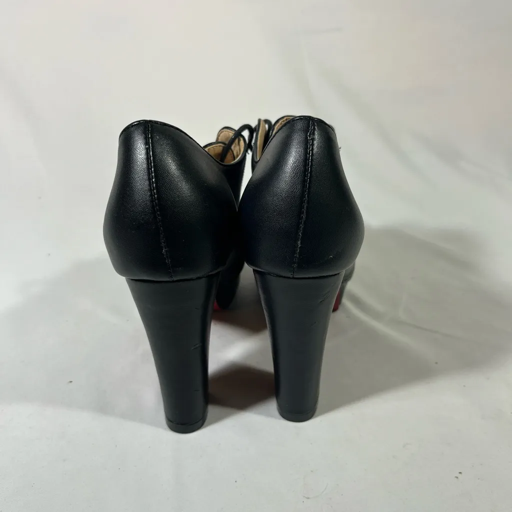 PLATFORM LACE UP 4”‎ HEELS WOMEN BLACK W/RED SOLES EU 37 6.5-7 NEW - Image 4