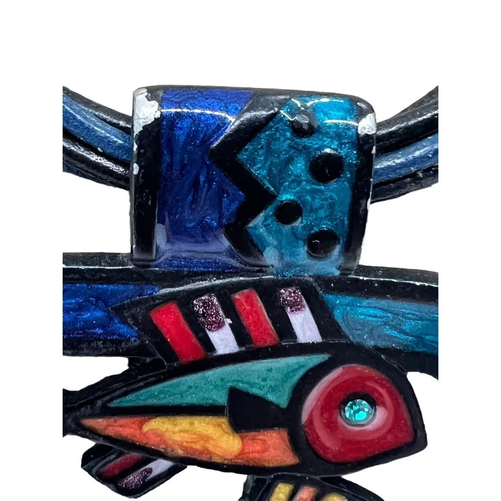 Chico's Chicos Leather 5 Strand Necklace Fish Enamel Pendant Adjustable 19.5" RE - Image 3