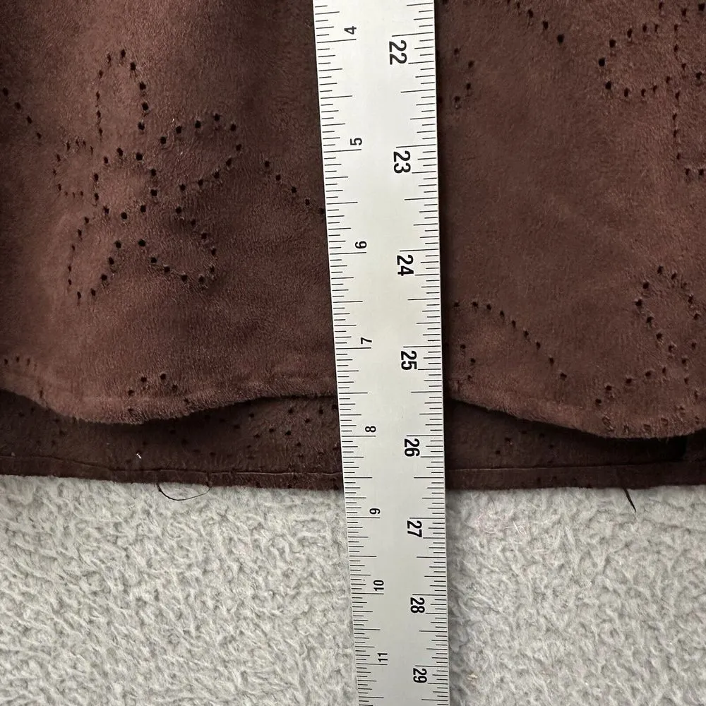 Vintage Sag Harbor Faux Suede Button Up Shirt Eyelet Grunge Western Retro Size L - Image 9