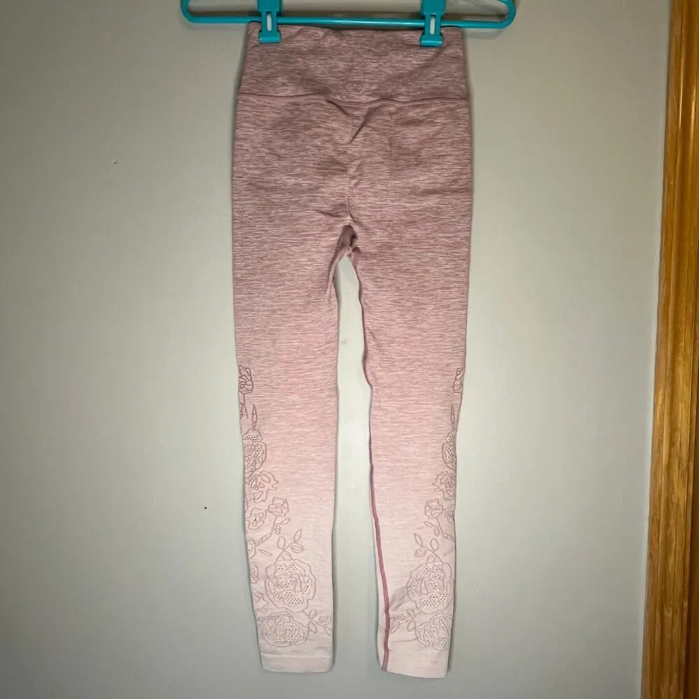Calia by Carrie Underwood Heather Pink Floral Tectured Leggings Size XS - Image 7