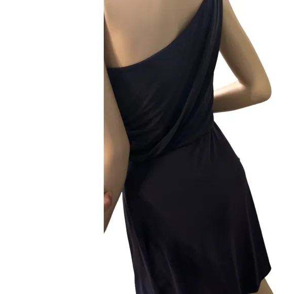 Max And Cleo One Shoulder Dress Eggplant Size 6 Ruched Side - Image 3