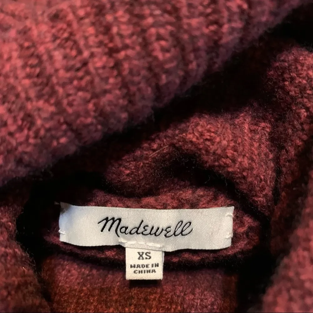 Madewell Side Button Turtleneck Chunky Merino Wool Blend Textured Sweater Sz XS - Image 8