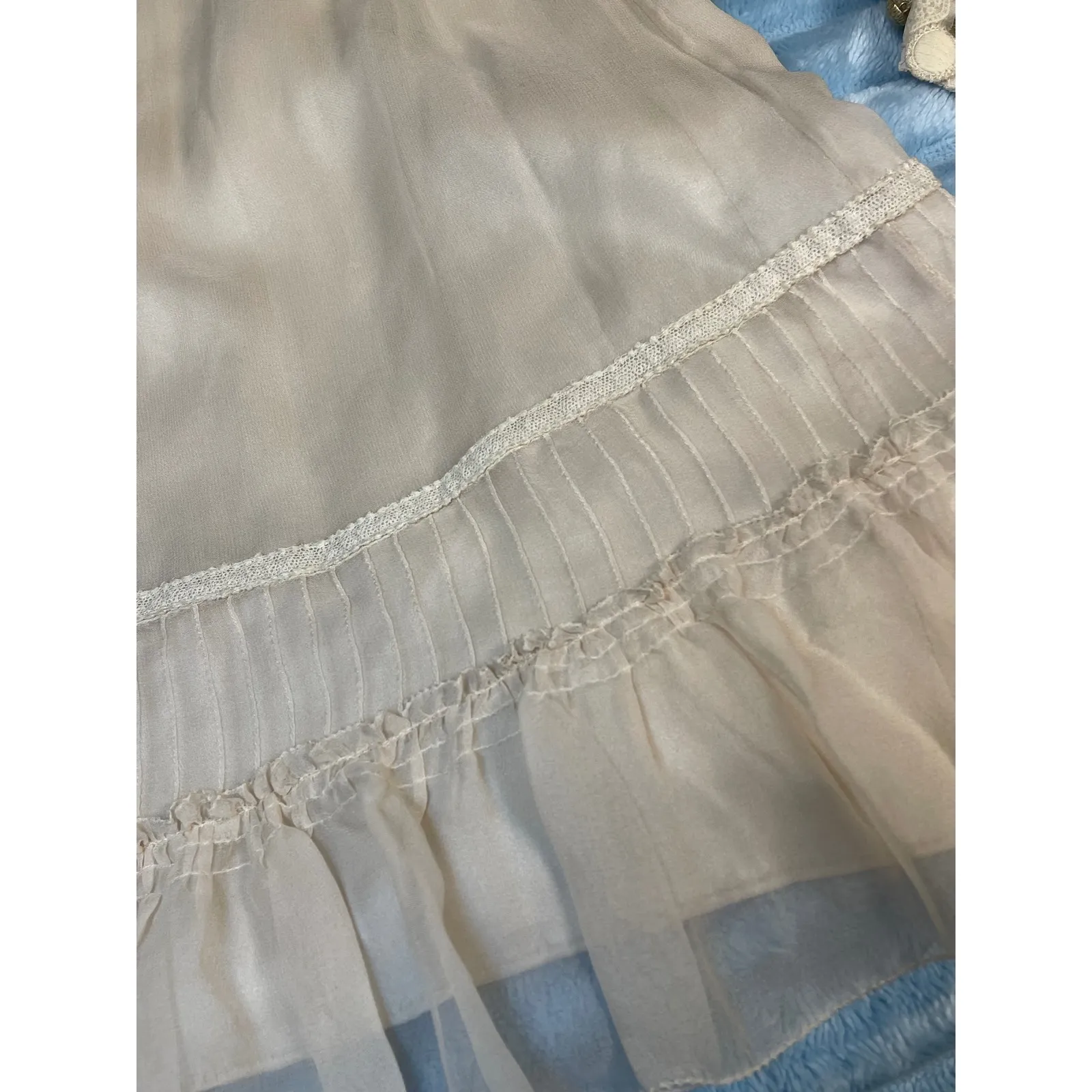 Couture Couture Los Angeles Sheer Ruffle Collar Button Front Dress Made in Italy Size L - Image 4